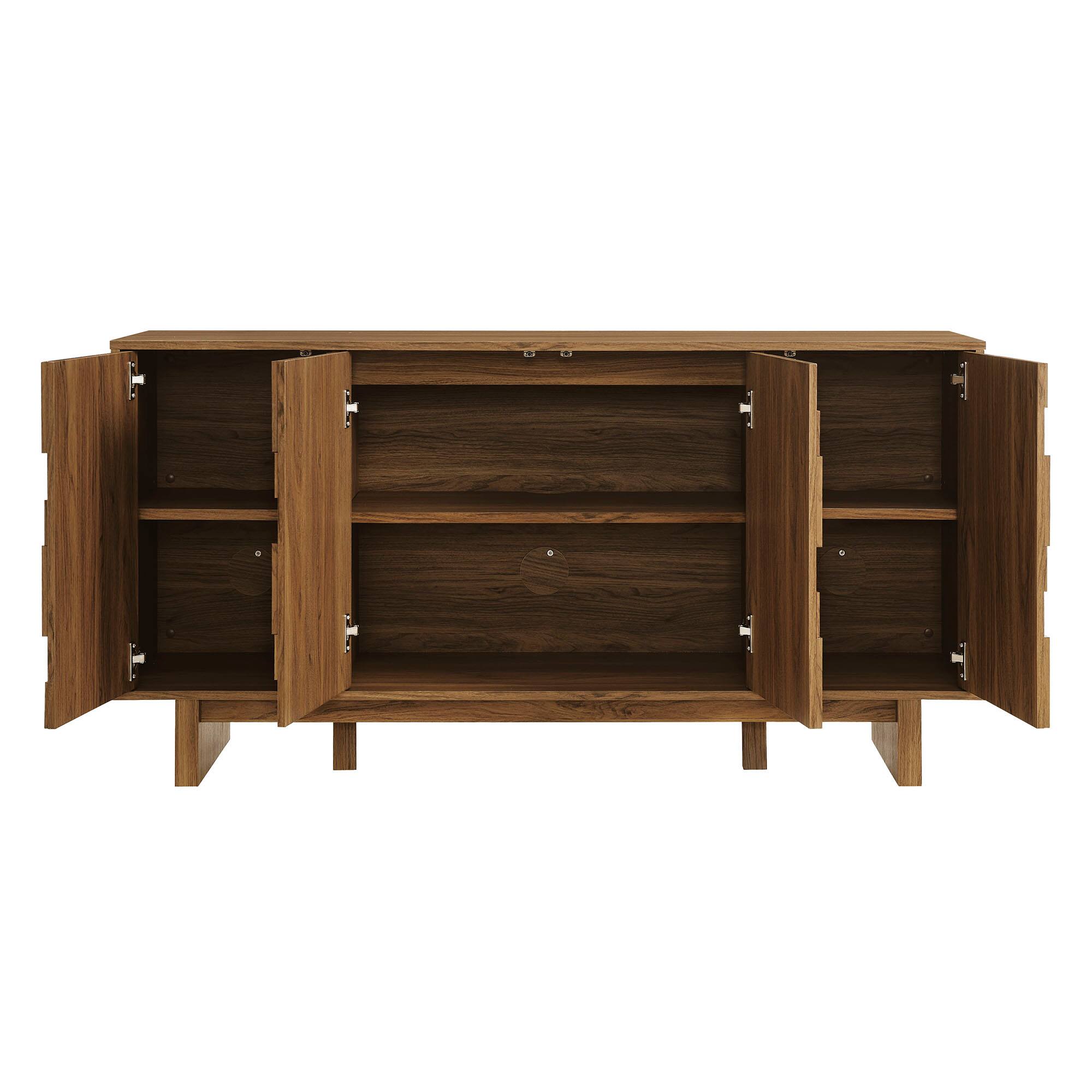 Alt View 5. Modway - Owen 59 Inch 4 Door Geometric Sideboard by Modway - Walnut.