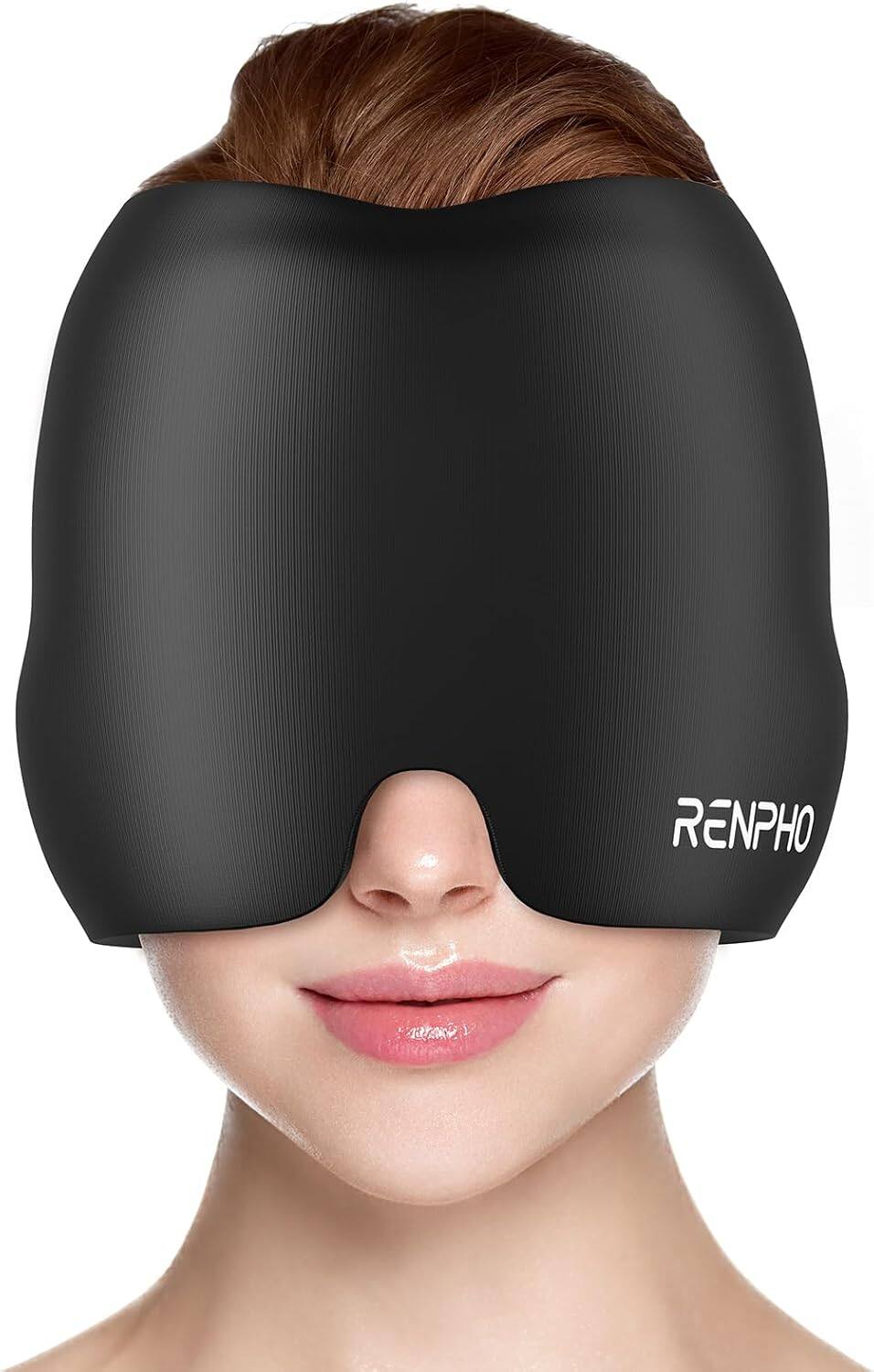 Front. Renpho - Ice Head Wrap for Migranine Headaches Relief with Cold and Heat Therapy, Odorless Reusable Gel - Black.