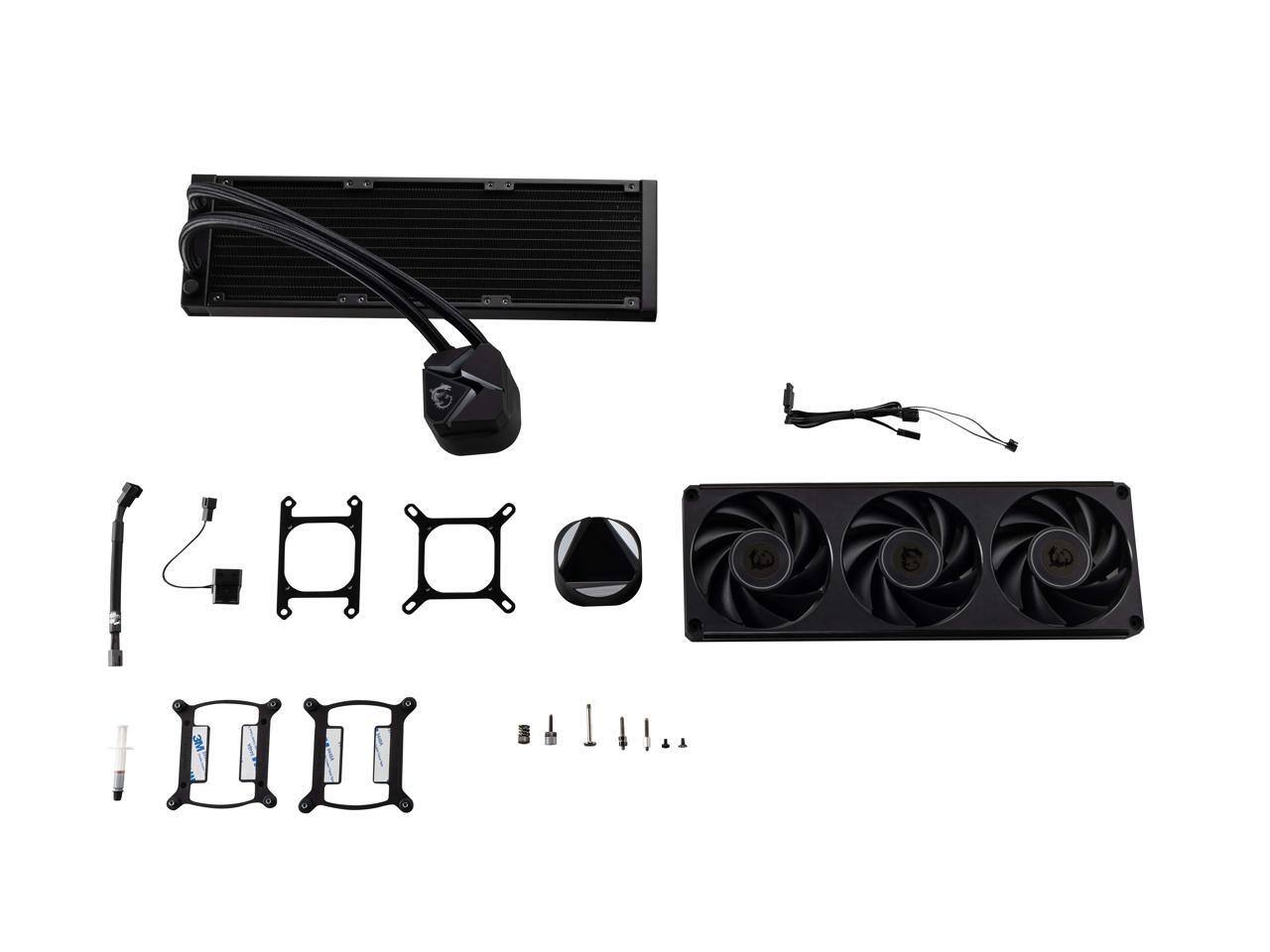 Alt View 8. MSI - MAG CORELIQUID C360 V2, USA,CA, 3x R series ARGB Fan (All-in-one), ARGB Block, BULK, Pallet packing - ARGB.