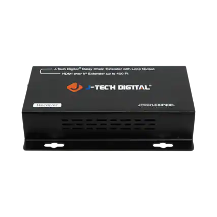 J-Tech Digital' Daisy Chain Extender with Loop Output HDMI over IP Extender up to 400 Ft -TECH DIGITAL Receiver JTECH-EXIP400L