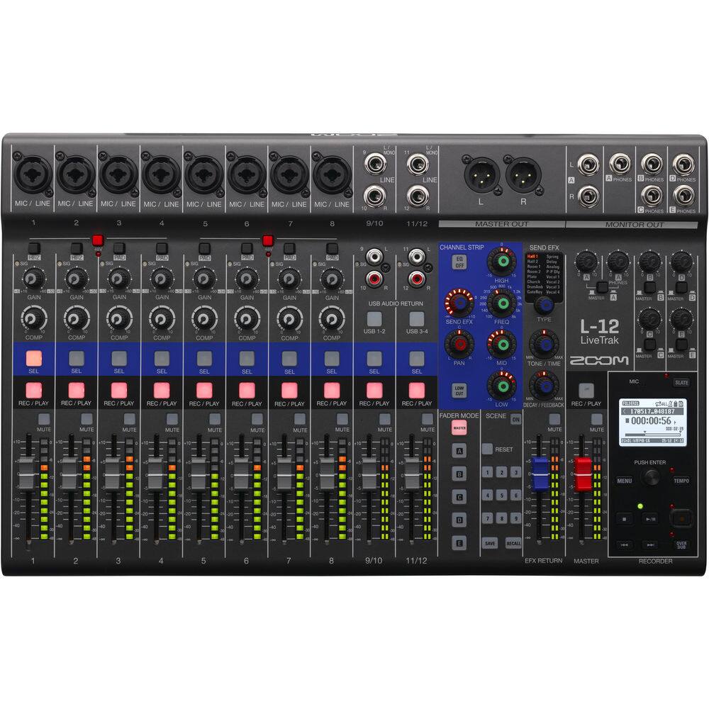 Zoom LiveTrak L 12 12 Channel Digital Mixer, Memory Card microSDXC