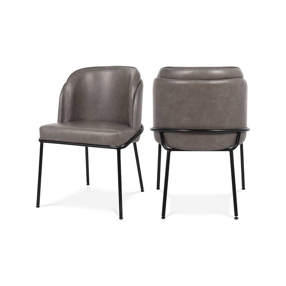 Meridian Furniture - Jagger Grey Vegan Leather Dining Chair, Set of 2 - Gray