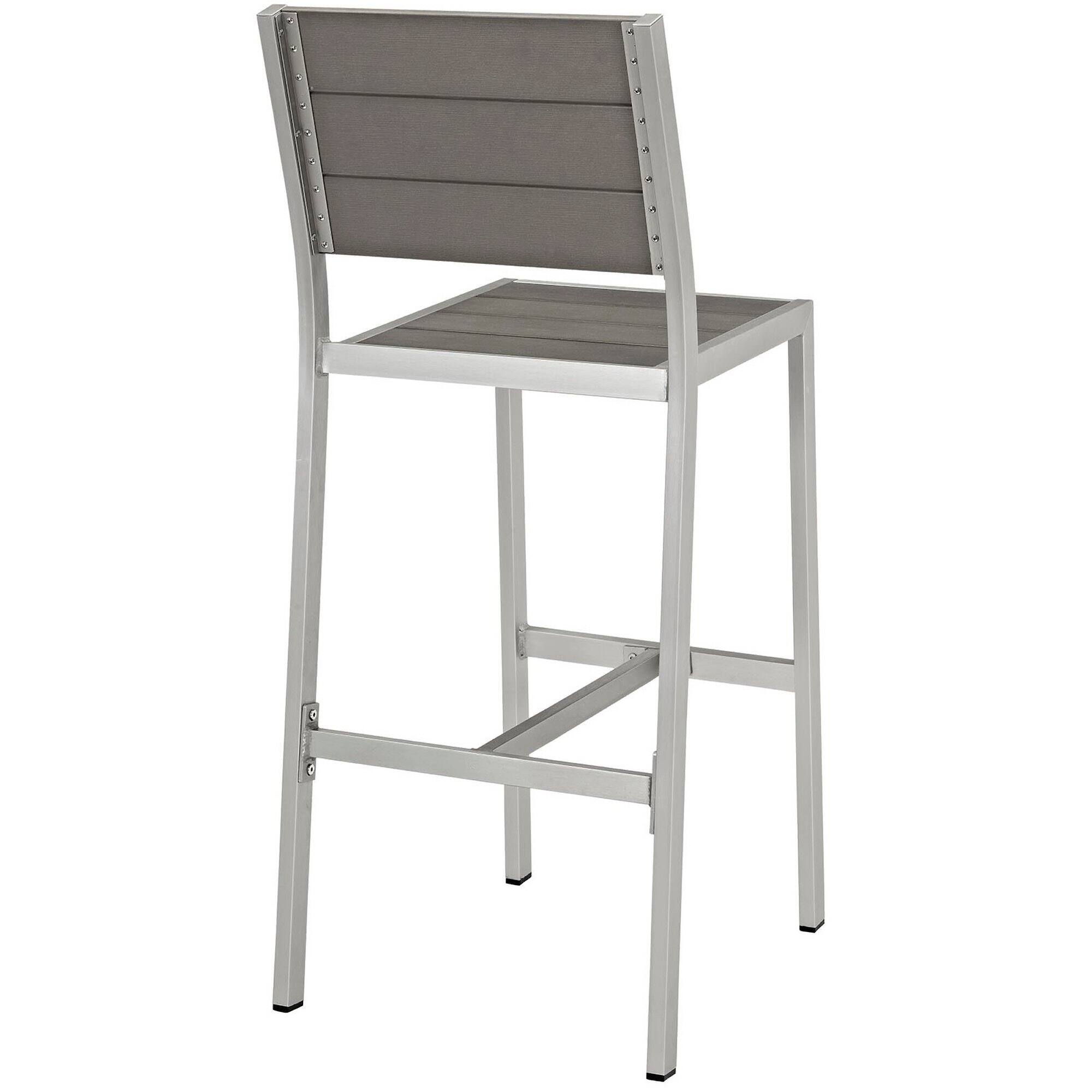Back. Modway - Shore Outdoor Patio Aluminum Armless Bar Stool by Modway - Silver Gray.