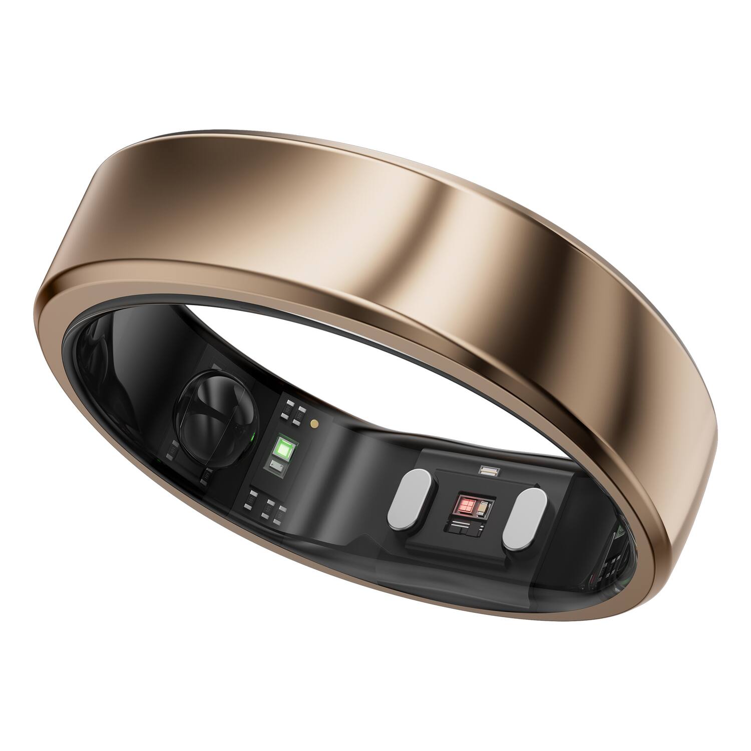 Alt View 6. RINGCONN - Gen 2 Air Ultra-Thin Smart Ring, Health Tracking, AI for Proactive Wellness, Size 12 - Dune Gold.