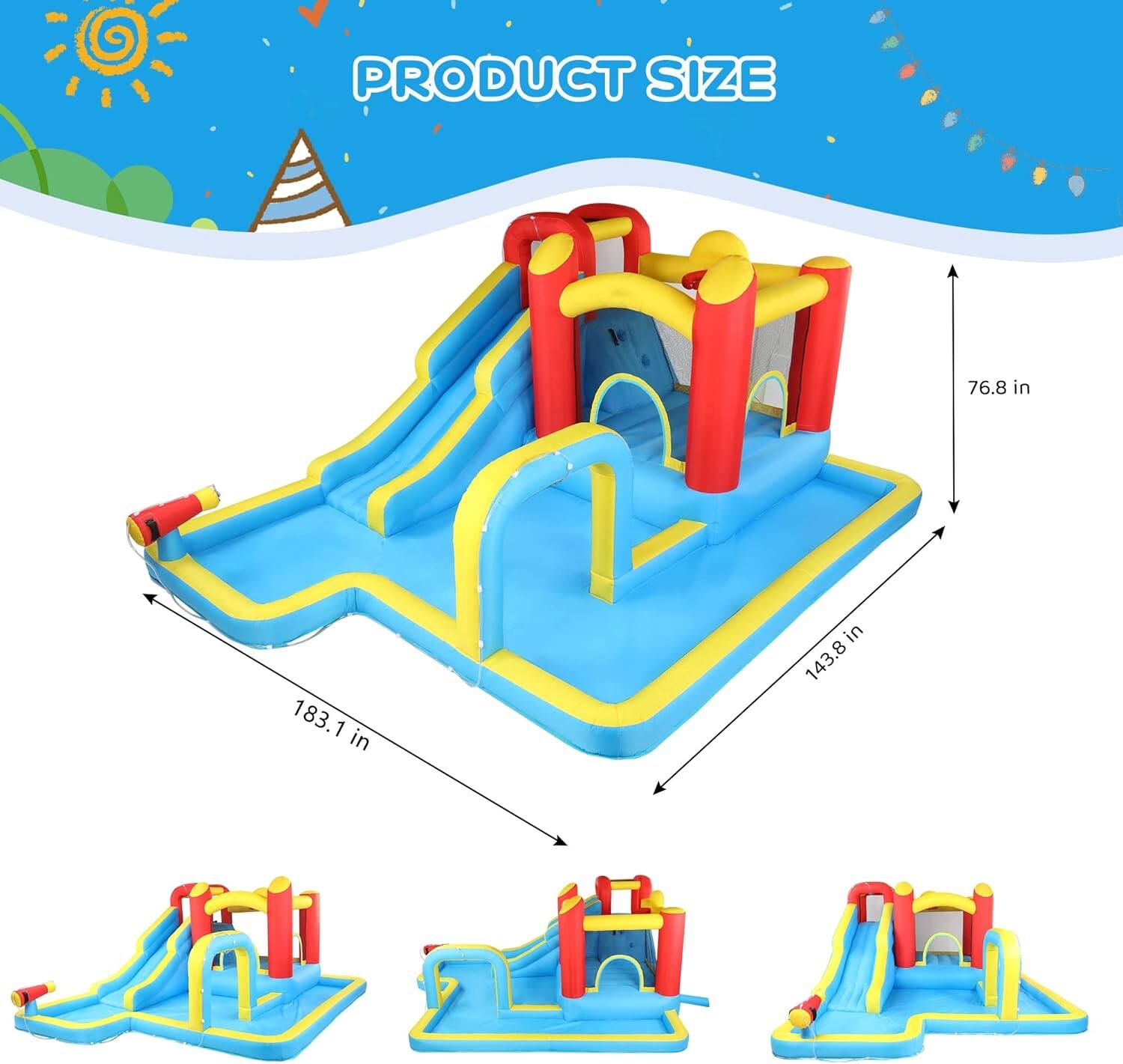 PRODUCT SIZE  
76.8 in  
183.1 in  
143.8 in
