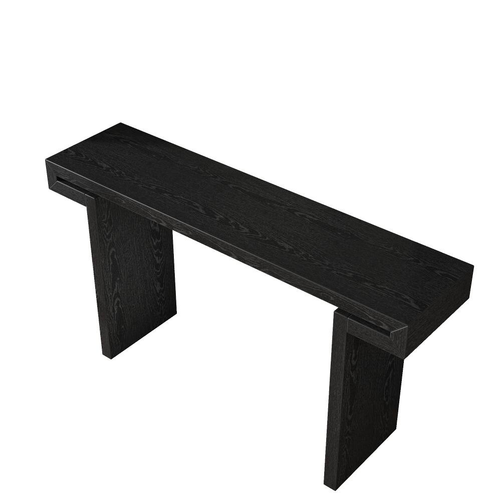 Alt View 9. Loheer - Loheer 60 Inch Rustic Farmhouse Console Table Black Distressed Wood Entryway Sofa Side Table for Living Room Hallway - Black.
