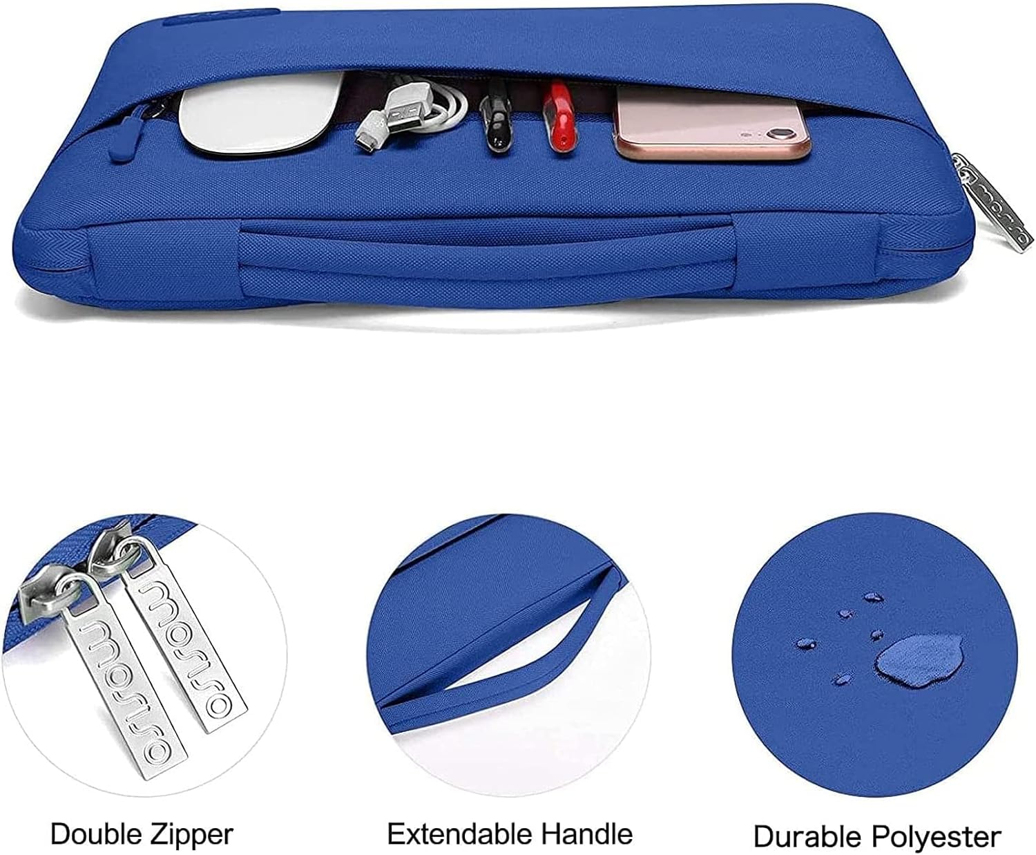 monso manso Double Zipper  
Extendable Handle  
Durable Polyester