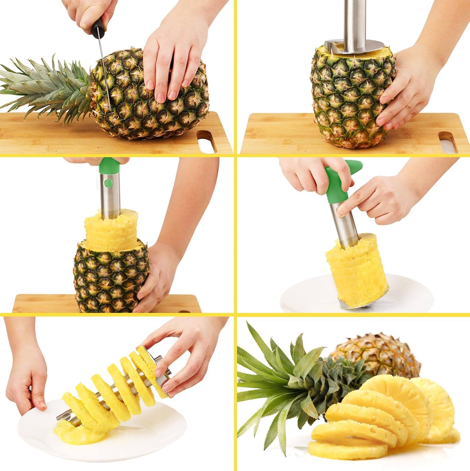 Alt View 5. Zulay Kitchen - Zulay Kitchen Stainless Steel Pineapple Corer & Slicer + Eye Removal Tool - Dark Green.