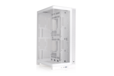 Front. Thermaltake - CAPO X, Dual System Chassis, mATX/mITX, Curved TG - White.