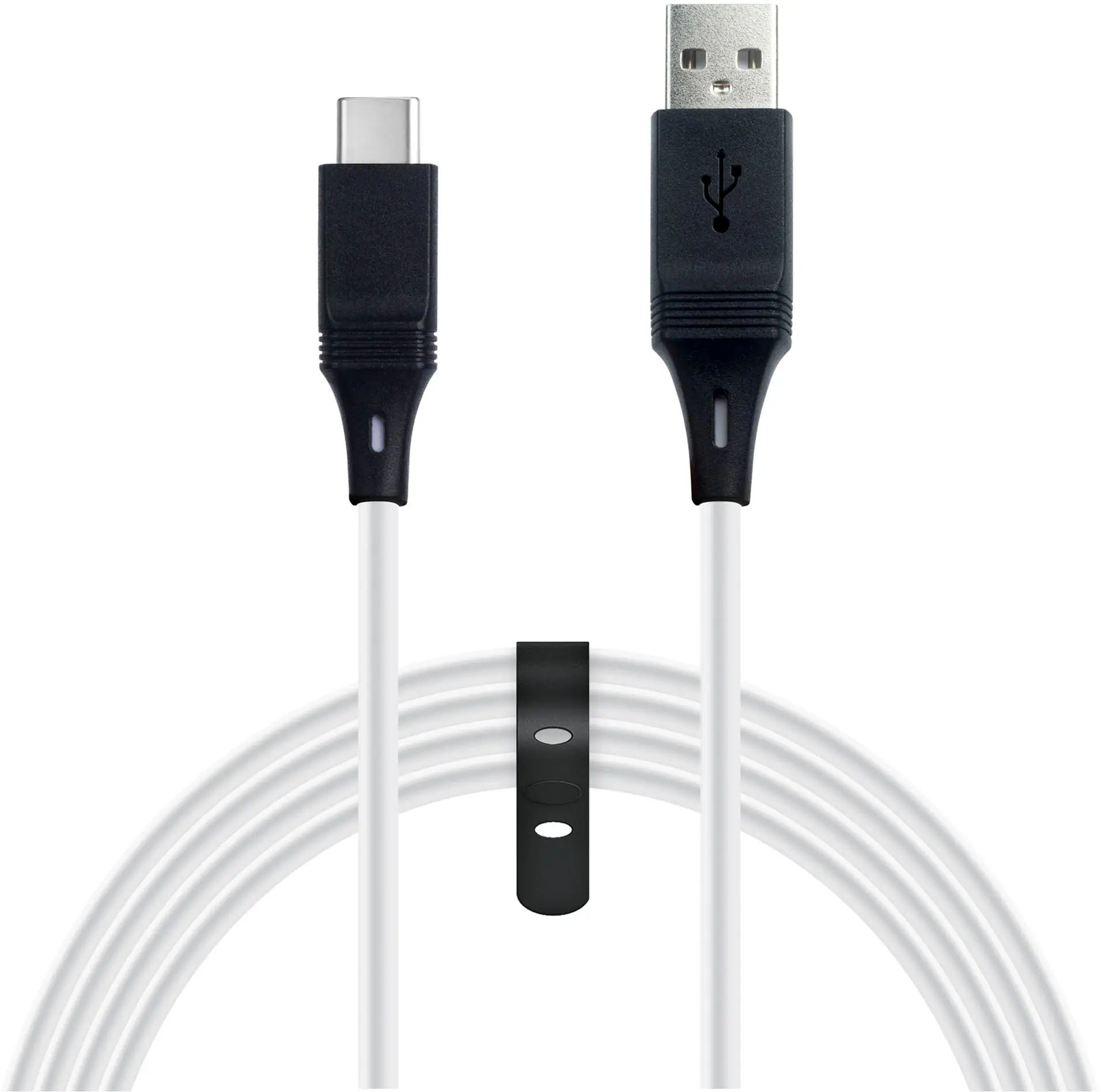 Front. NEXT - 9' Play + Charge USB-C Cable for PlayStation 5 - White/Black.