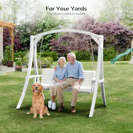 Winado - Wooden Porch Swing Frame Only w/ Curved Arch Top A-Frame for 4/5FT Porch Swing for Indoor Outdoor Garden Patio Backyard - White