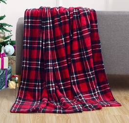 ThinkLink Electronic - Soft Prints Fleece Blanket- Theme Fuzzy Warm Cozy Throws Bedding Couch Gift Tree comfortable - Plaid 50 in x 60 in