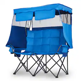 Winado - Portable Foldable Camping Beach Chair Oversize Double Loveseat with Canopy Shade, Storage Bag for Outdoor Beach Camping - Blue