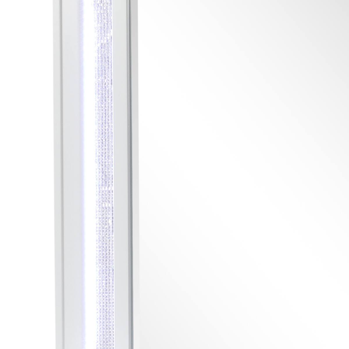 Back. Loheer - Loheer White Modern Nightstand With Mirror Top and Vertical LED Lighting - White.