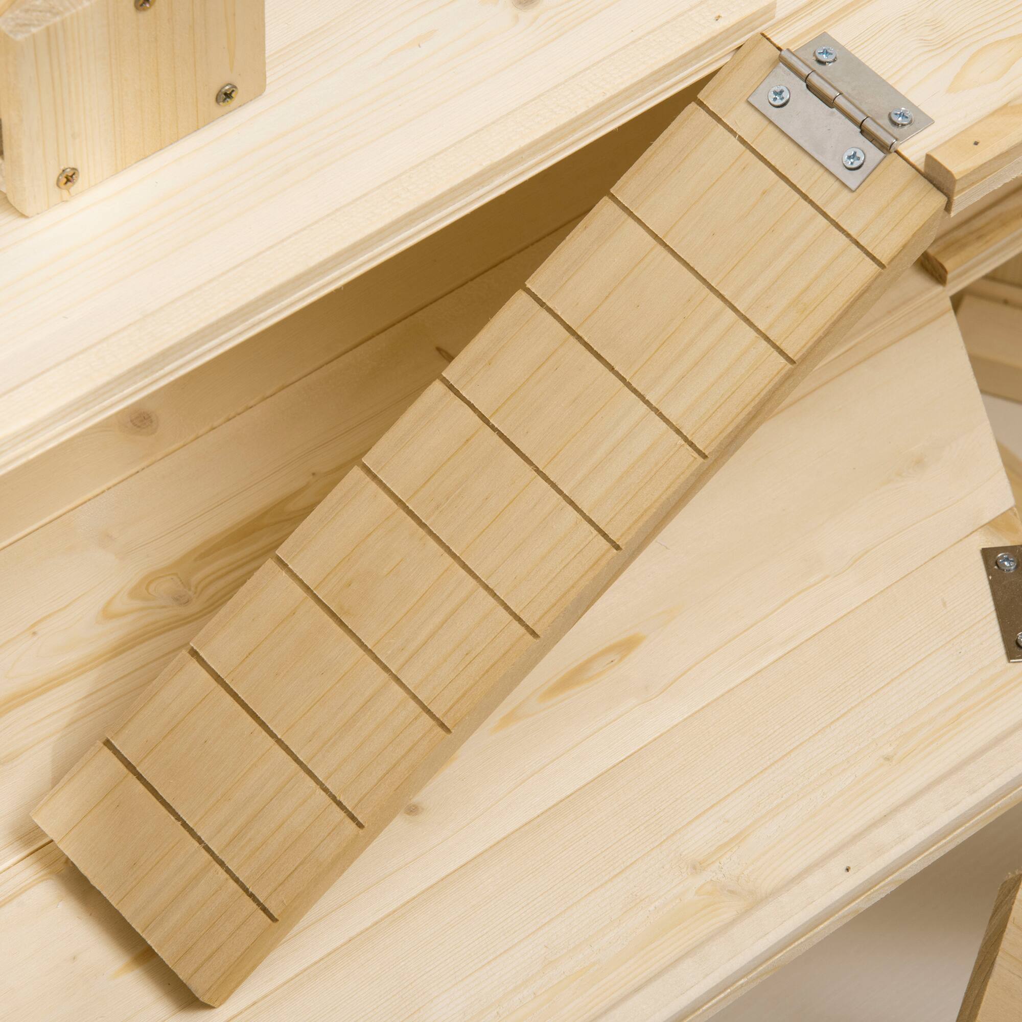 Alt View 4. Pawhut - Wooden Large Hamster Cage, Animal Exercise Play House 3 Tier with Tray, Seesaws, Water Bottle, Activity Center.