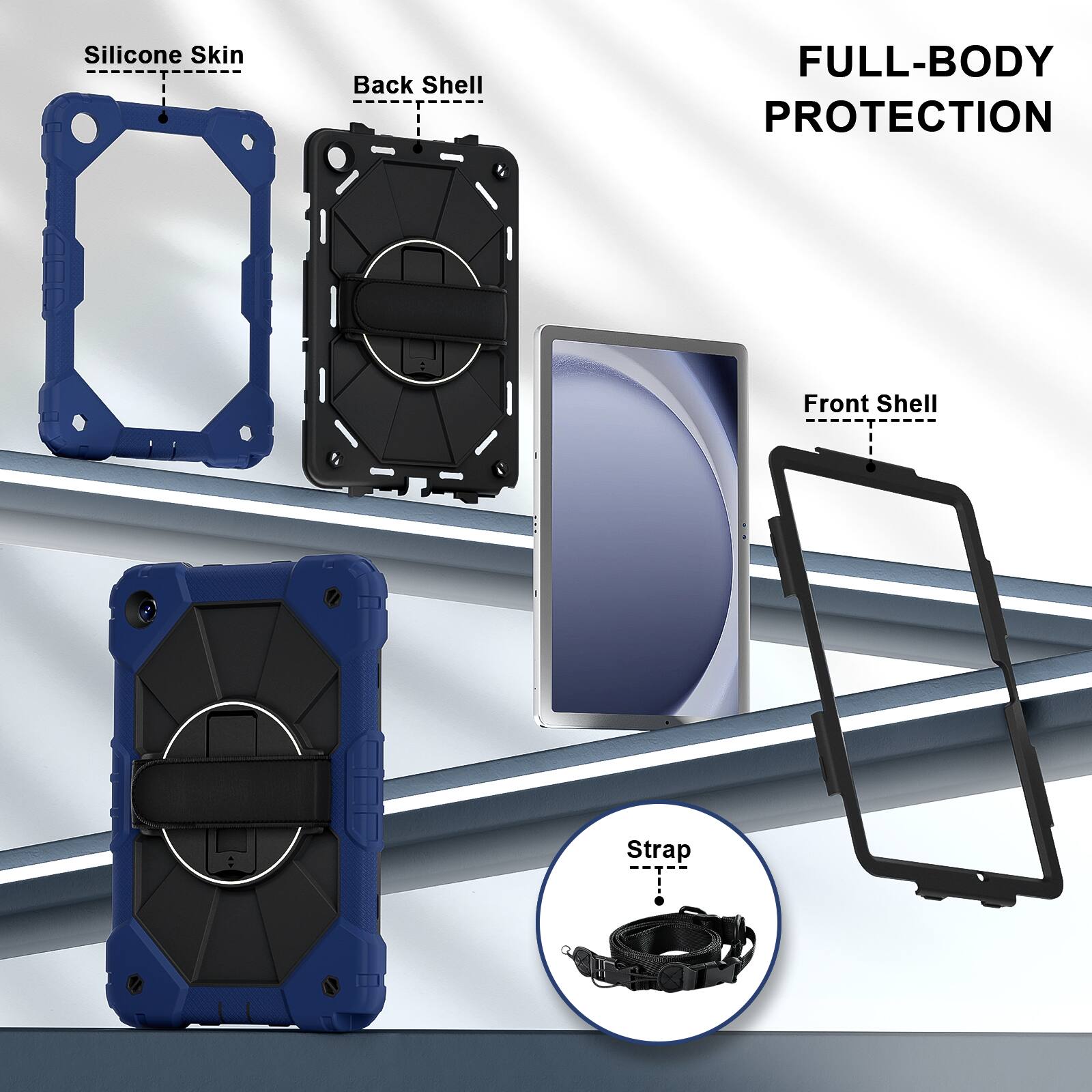 Silicone Skin  
Back Shell  
FULL-BODY PROTECTION  
Front Shell  
Strap