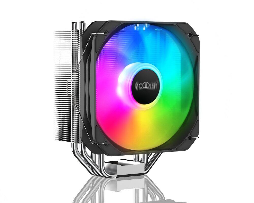Angle. PCCOOLER - PALADIN 400 ARGB CPU Air Cooler with PWM 130mm Fan - Silver.