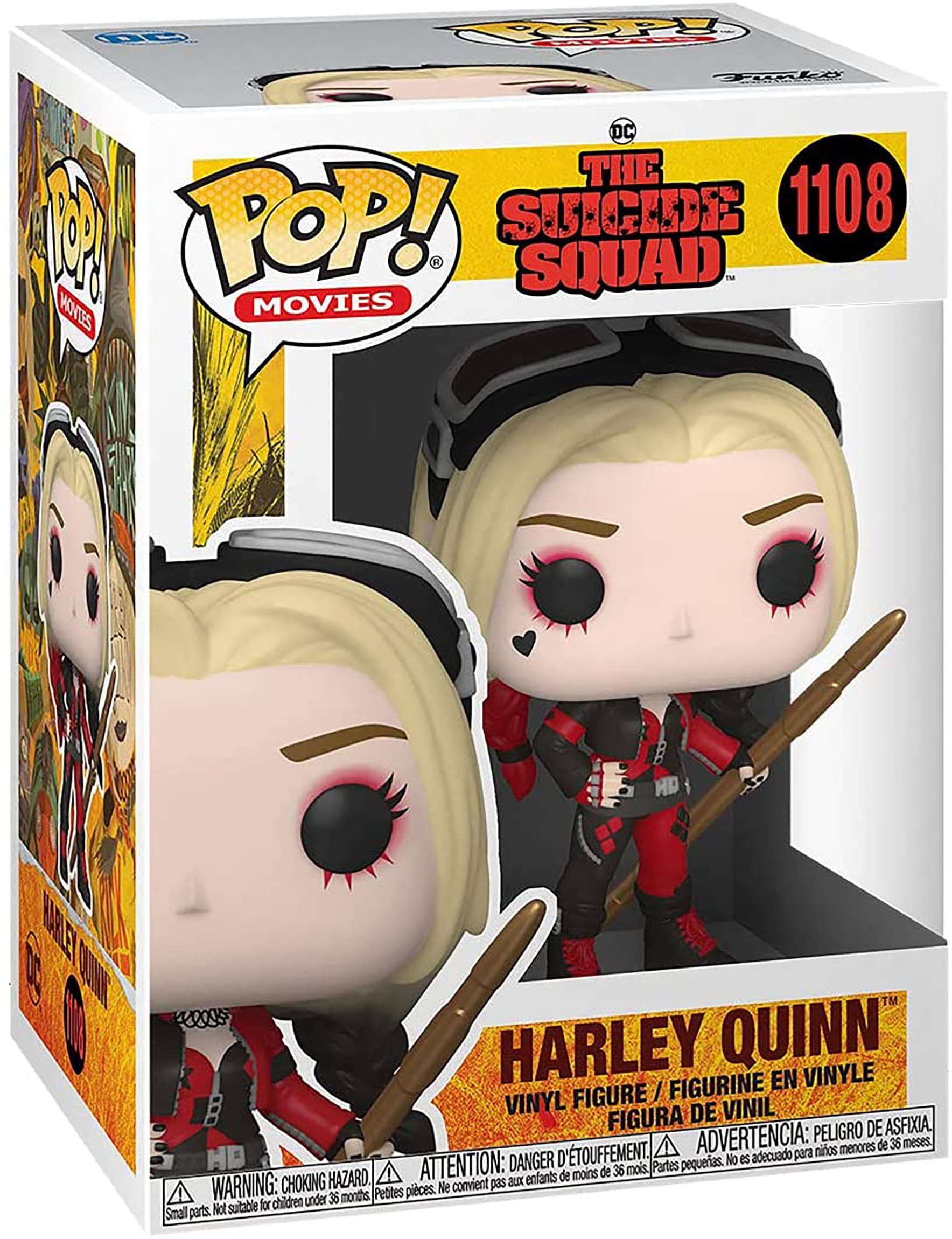 W6 PO T DC THE POP! SUICIDE SQUAD MOVIES HD TAEE HARLEY QUINN FIGURINE EN VINYLE FIGURE / VINYL DE VINIL FIGURA DE VINIL PELIGRO DE ASFIXIA, D'ETOUFFEMENT. ADVERTENCIA: para niños menores de 36 meses DANGER pequertas. No es adecuado HAZARD. A ATTENTION: aux enfants de moins de 36 mois, Partes WARNING: CHOKING Pebtes pieces. Ne convient pas children under 36 months Not suitable for Small parts.