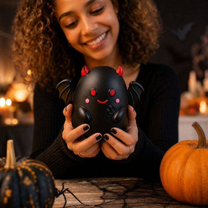 Angle. Link - Link Jumbo Angel Devil Squishy Toys, Cute Slow Rising Halloween Figure Squeeze Toys, Stress Relief Fidget Toy - Black.