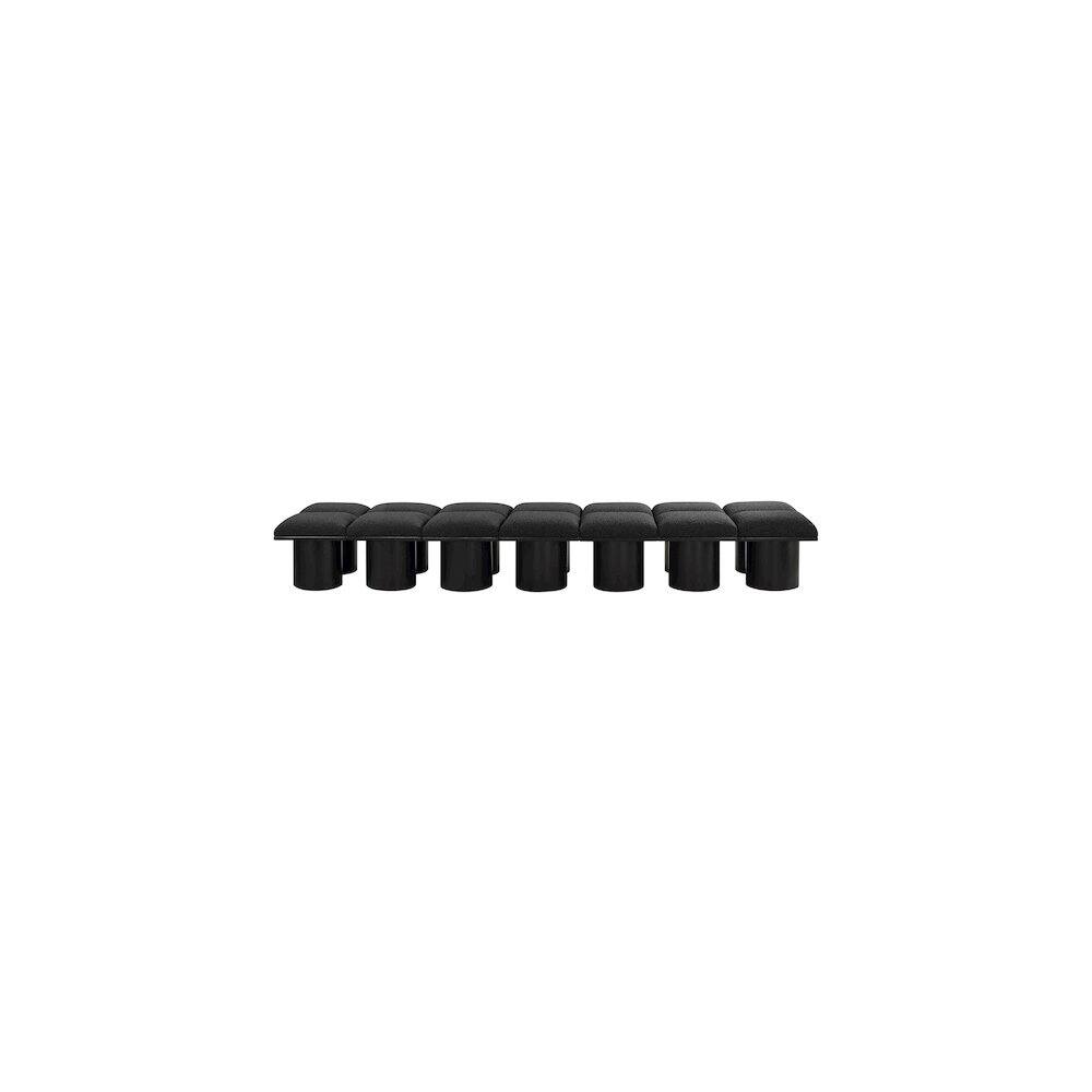 Angle. Meridian Furniture - Pavilion Black Boucle Fabric Bench - Black Boucle Fabric.