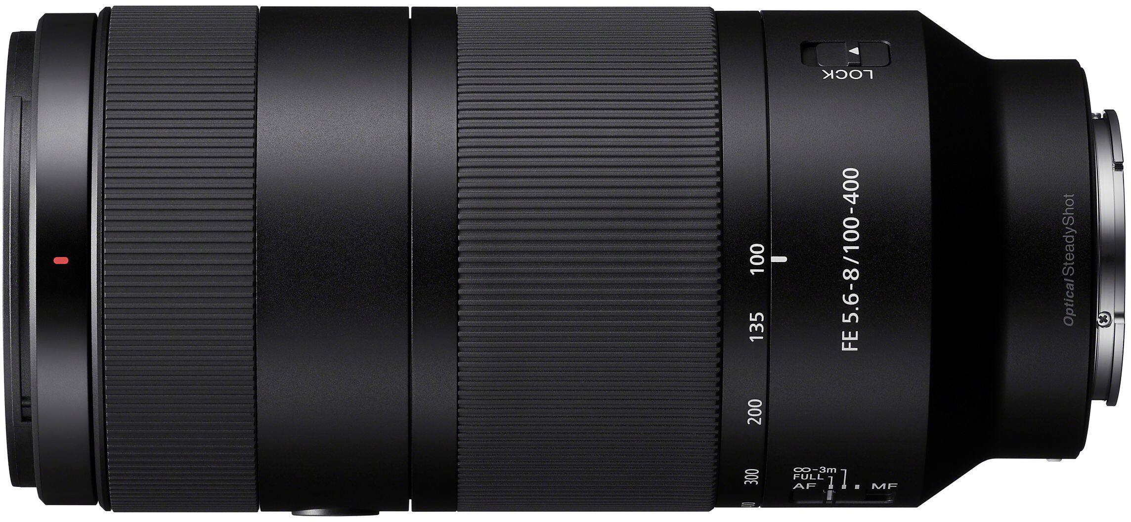 100 - 135 200  
LOCK 5.6-8/100-400 FE  
Optical SteadyShot  
x  
300  
0.8-3m FULL AF  
MF