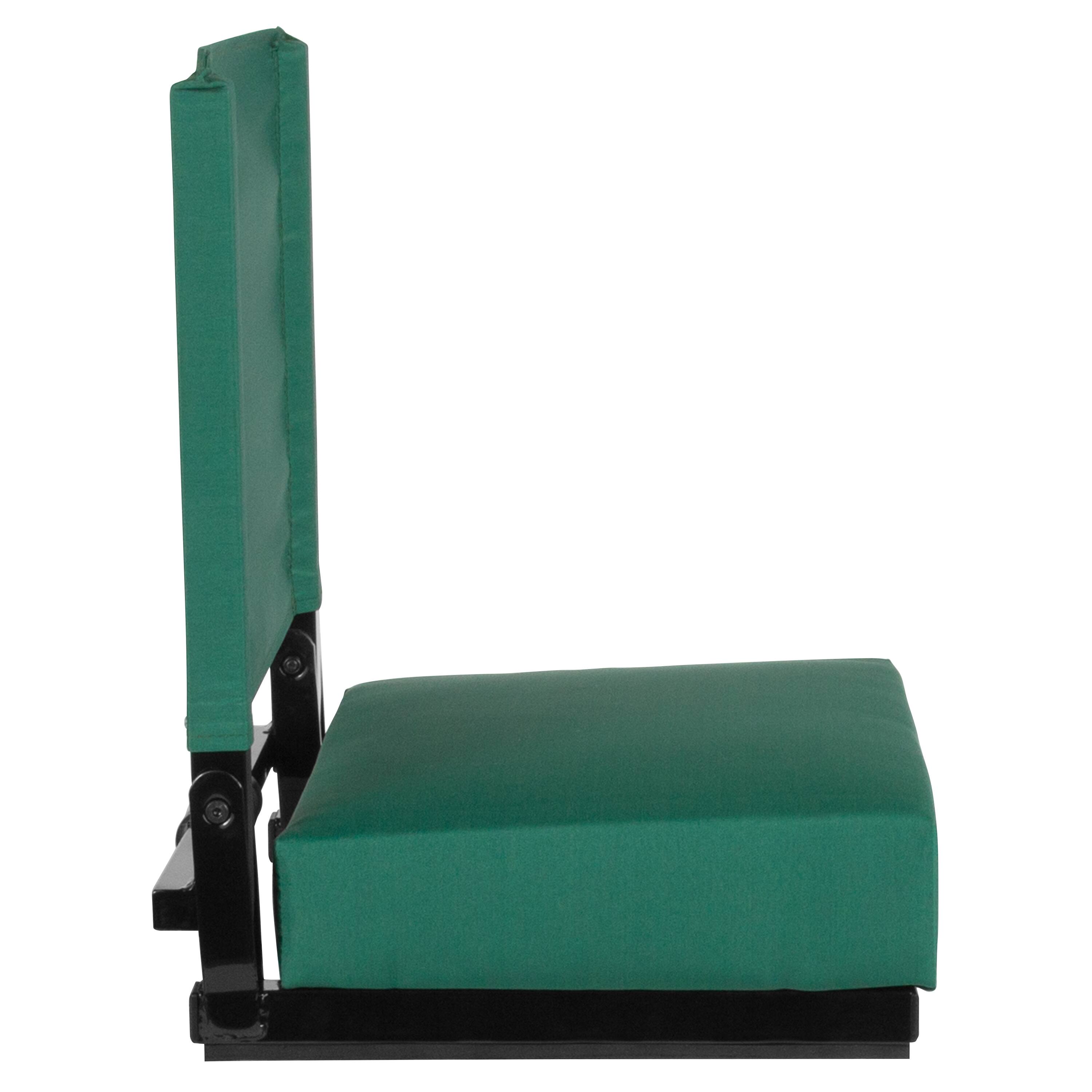 Alt View 7. Emma + Oliver - Set of 2 500 lb. Rated Lightweight Stadium Chair with Ultra-Padded Seat - Hunter Green.