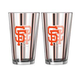 Logo Brands - San Francisco Giants Two-Piece 16oz. Striped Pint Glass Set - Multicolor