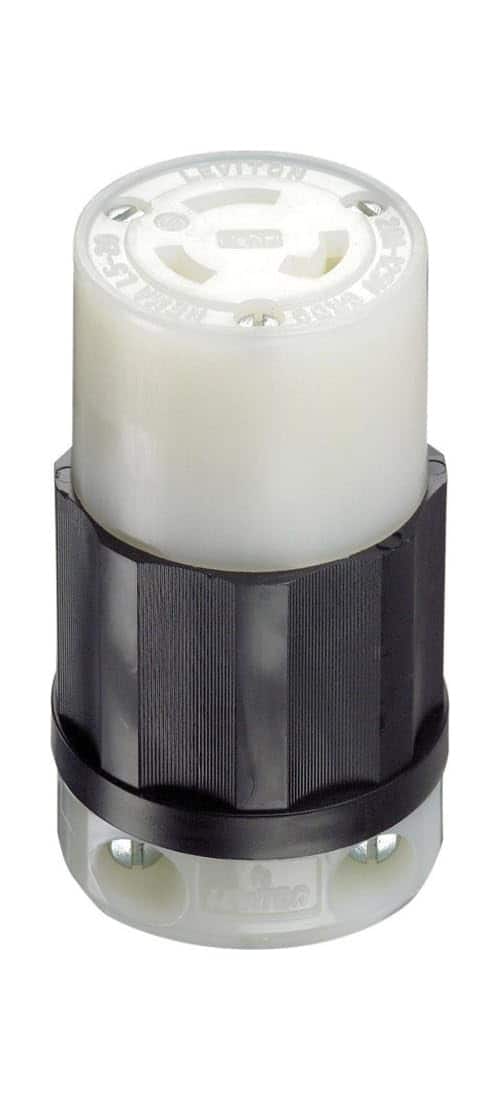 Leviton - Industrial Nylon Grounding Locking Connector L5-20R 16-10 AWG 2 Pole 3 Wire - Black|White