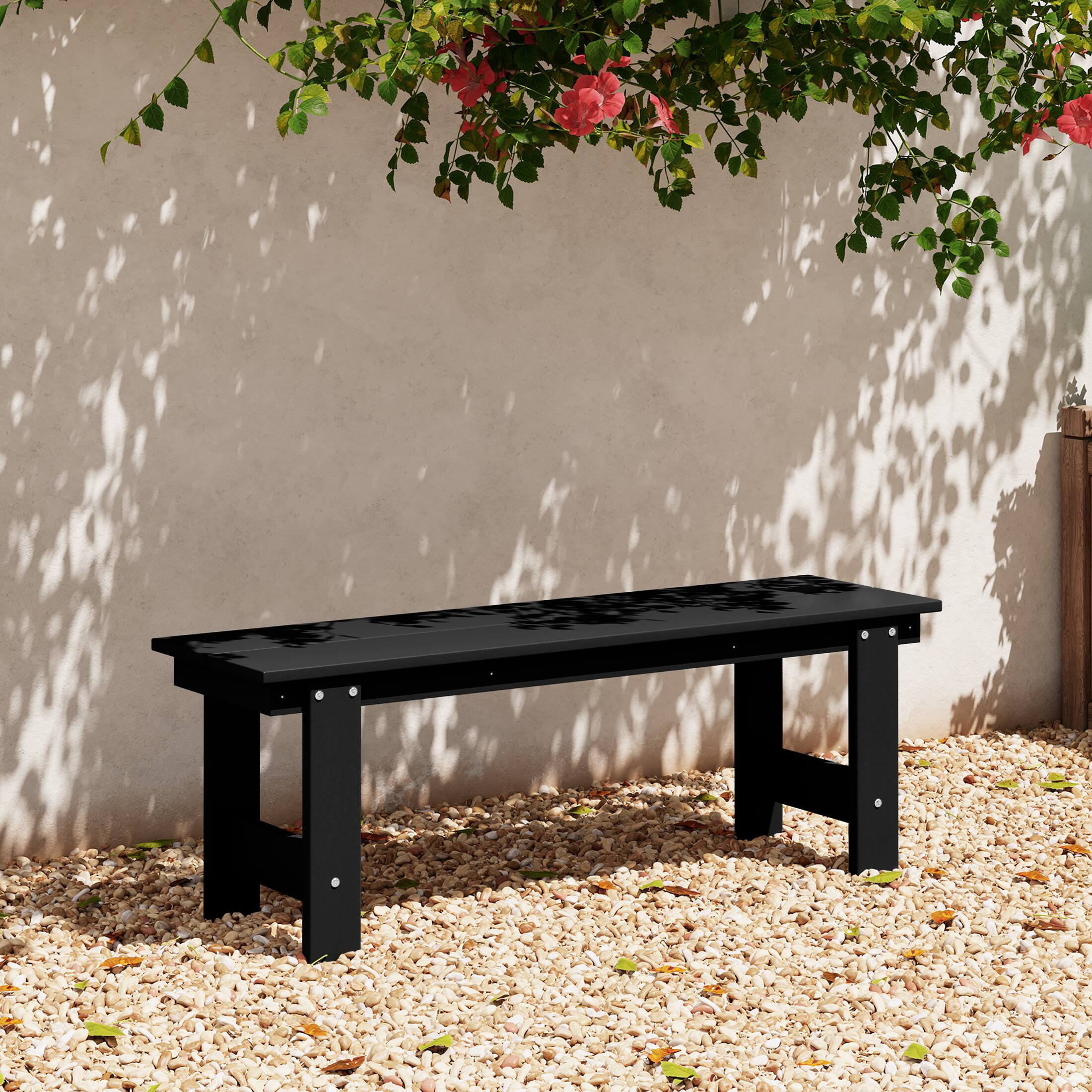 Angle. WestinTrends - WestinTrends Ashore Outdoor HDPE 48" Modern Backless Patio Bench - Black.