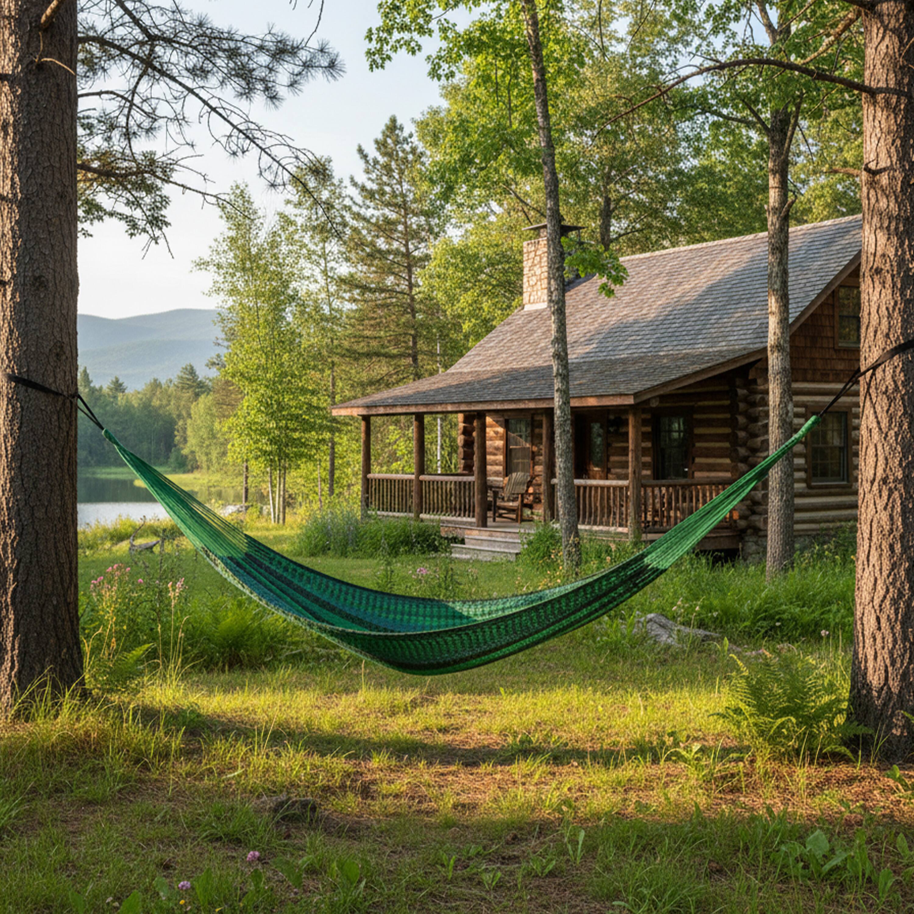 Alt View 8. Sunnydaze - 2-Person Cotton and Nylon Woven Mayan Hammock - Meadow.