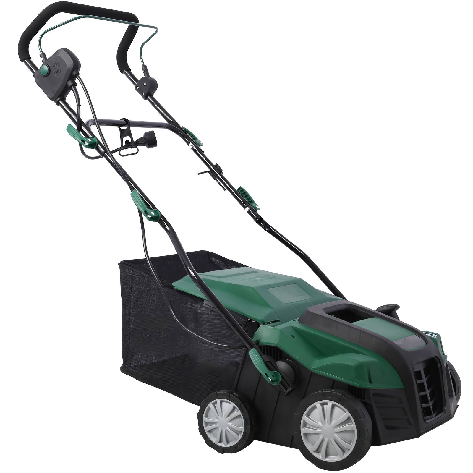 Front. Ecooso - 2-in-1 16" Electric Lawn Dethatcher and Scarifier with 15 Amp Motor and 58QT Collection Bag - Green.