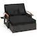 Front. Costway - Patio Rattan Daybed Set with Cushioned Loveseat & Storage Ottoman for Porch - Black.
