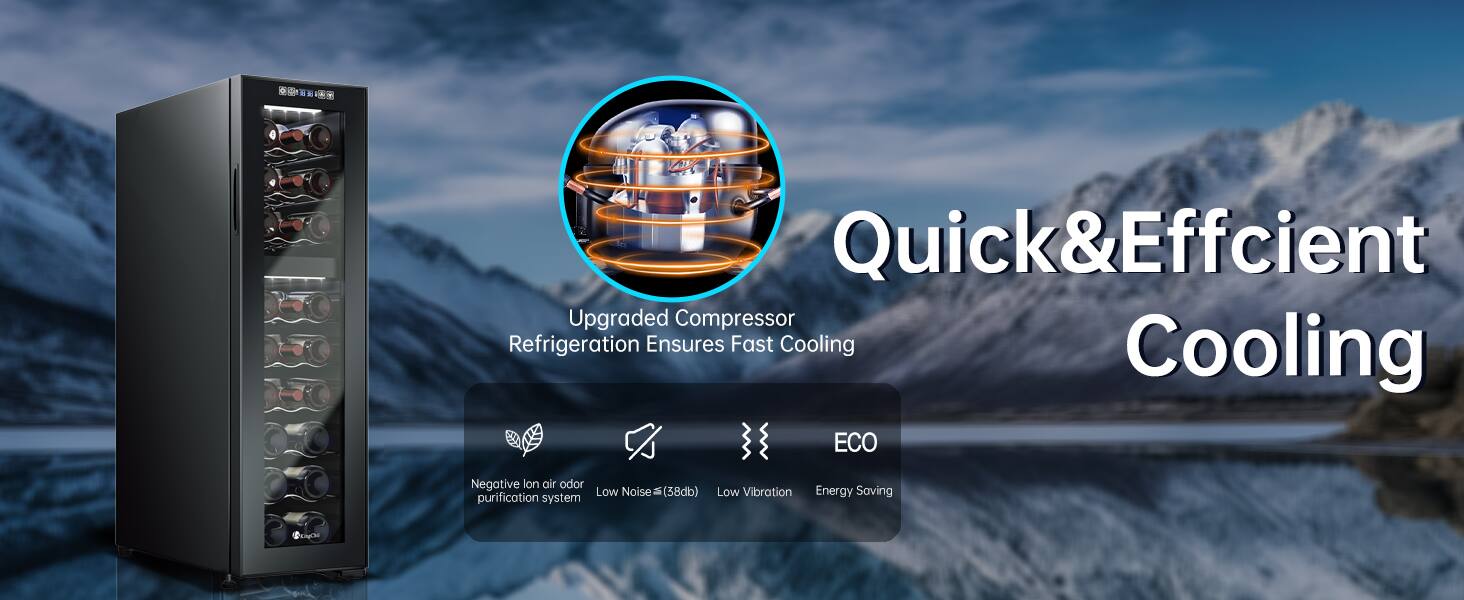 Quick & Efficient Upgraded Compressor Refrigeration Ensures Fast Cooling  
ECO  
Negative Ion Air Odor Purification System  
Low Noise (38dB)  
Low Vibration  
Energy Saving