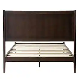 FurniFact - Solid Wood Platform Bed - Dark Roast Oak