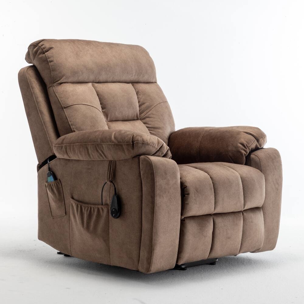 Alt View 3. Loheer - Loheer Power Lift Recliner Electric Reclining Chair Massage Heat - Brown.