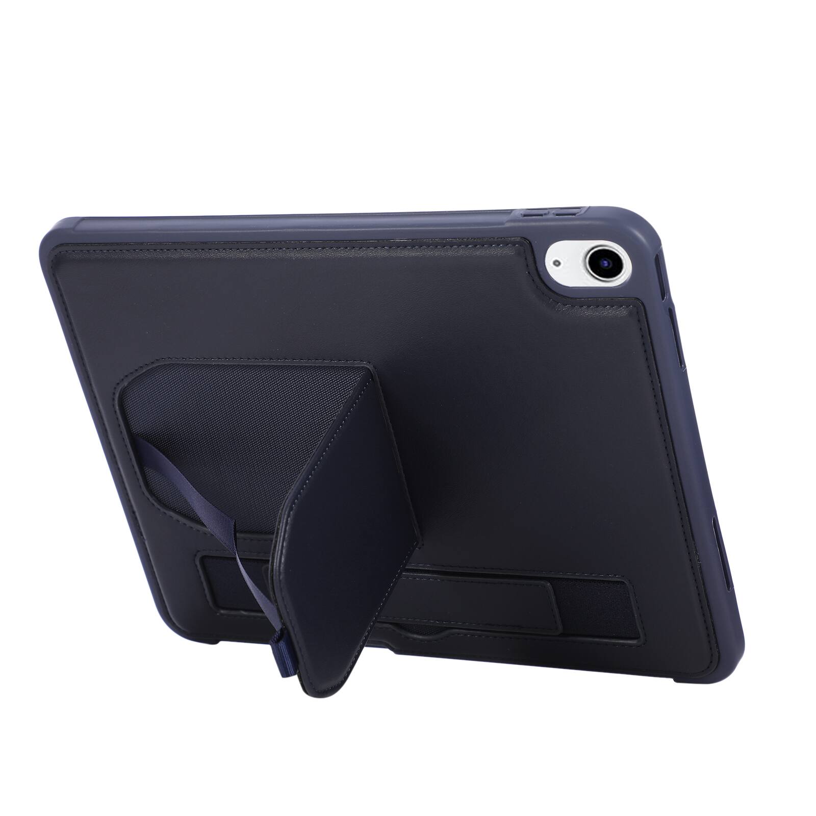Alt View 3. Dteck - Shockproof Case for Apple iPad (A16) 11" 2025 with Hand Strap and Foldable Kickstand, PU Leather TPU Protective Cover - Blue.