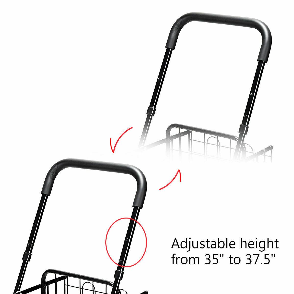 Adjustable height from 35" to 37.5".