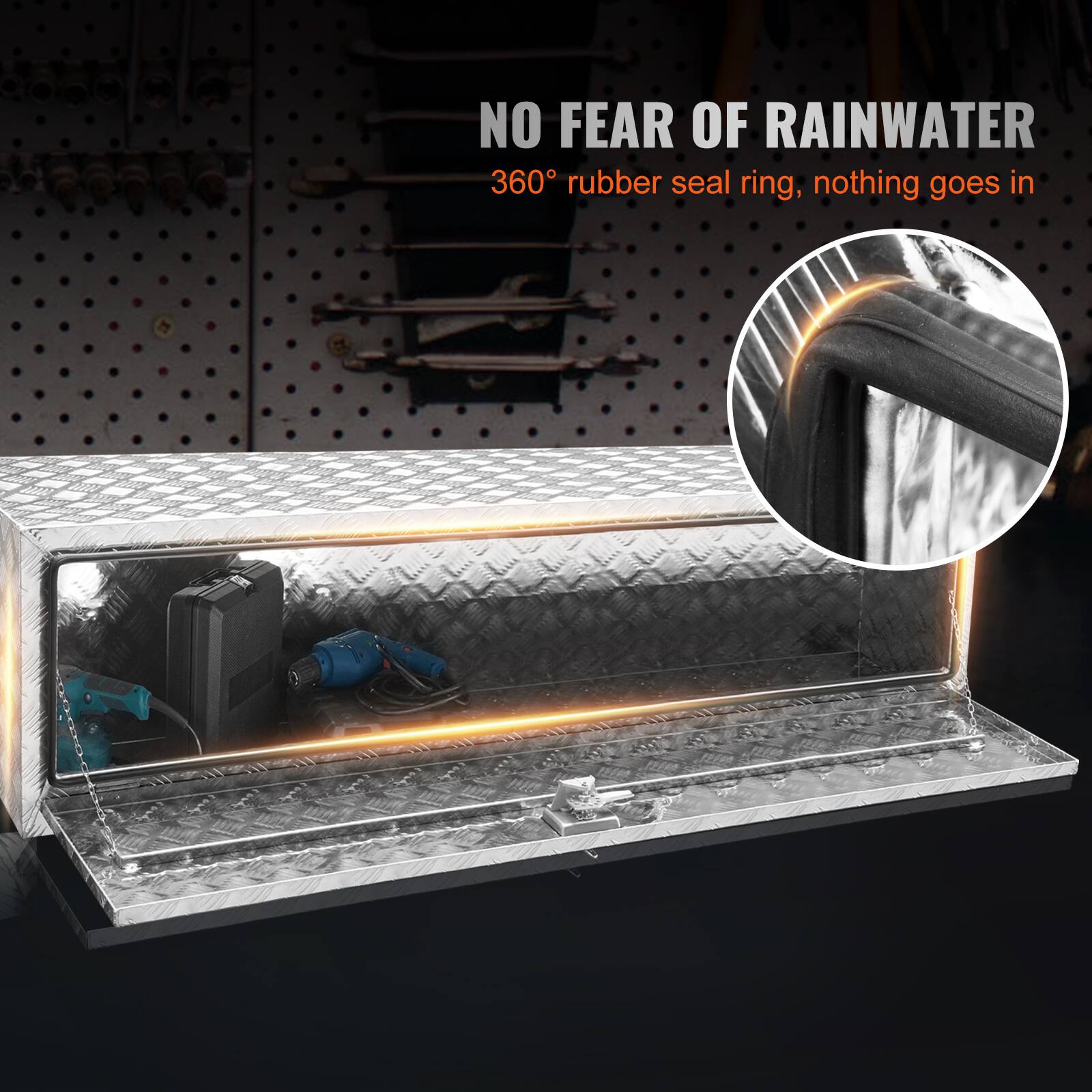 NO FEAR OF RAINWATER
360° rubber seal ring, nothing goes in