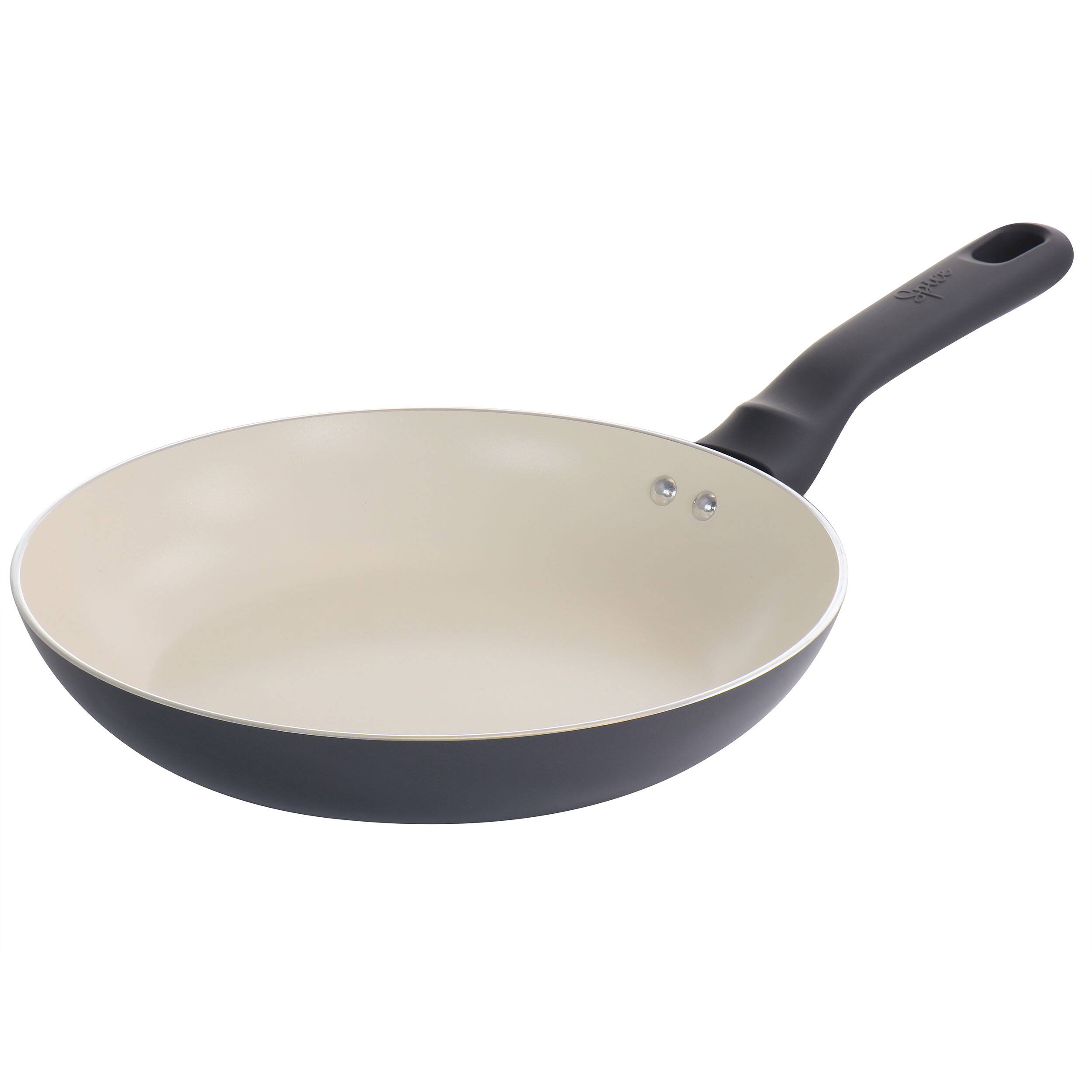 Alt View 4. Spice By Tia Mowry - Spice by Tia Mowry Savory Saffron 7 Piece Ceramic Nonstick Aluminum Cookware Set with Nylon Utensils in Grey - Gray.