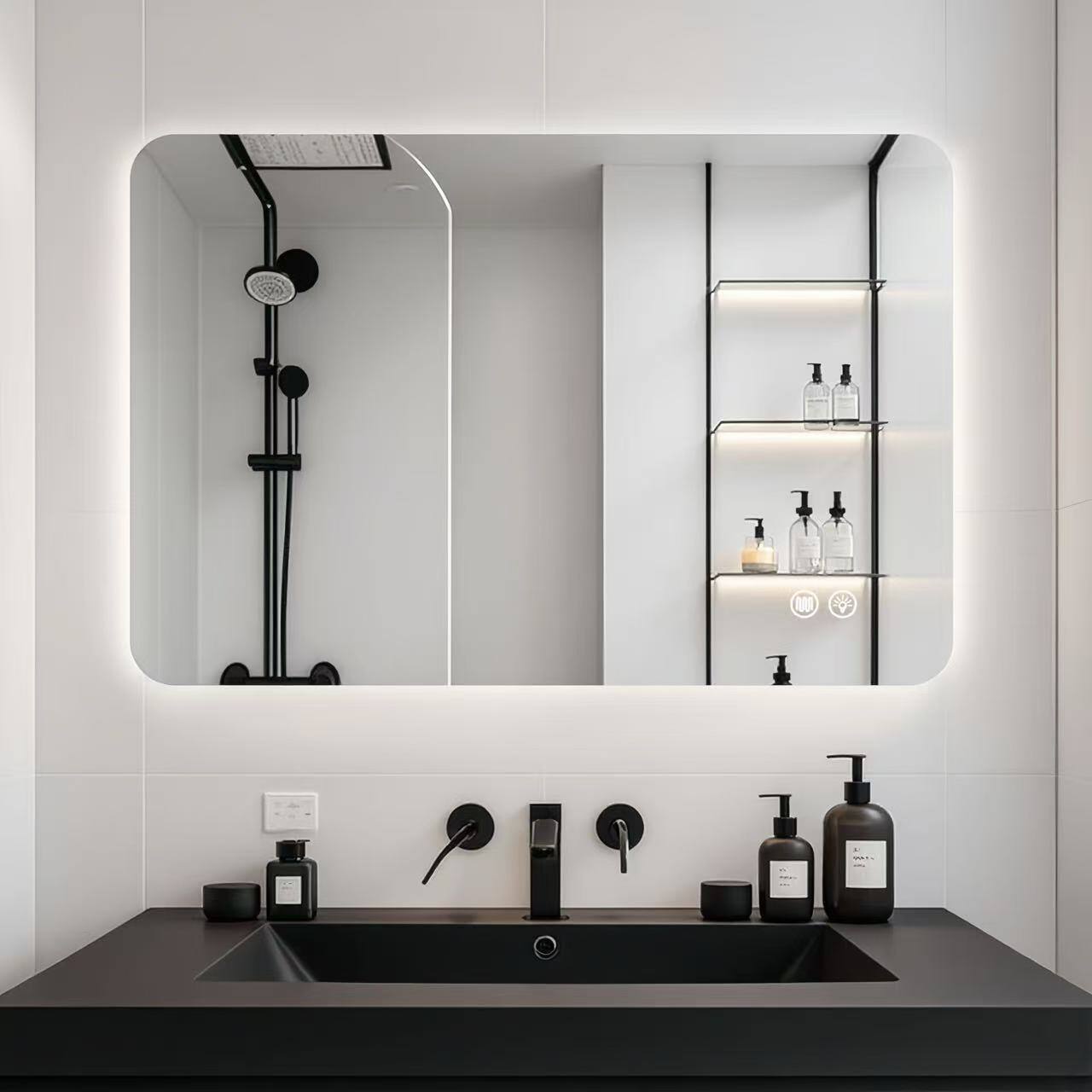 Alt View 9. Ecooso - 24x36in LED Bathroom Mirror, Rectangular Backlit Vanity Wall Mirror with Anti-Fog - Clear.