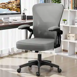 Brick Attic - Ergonomic Home Office Chair, Computer Desk Chair with Adjustable Lumbar support Reversible Armrests, Work Chair - Light Gray