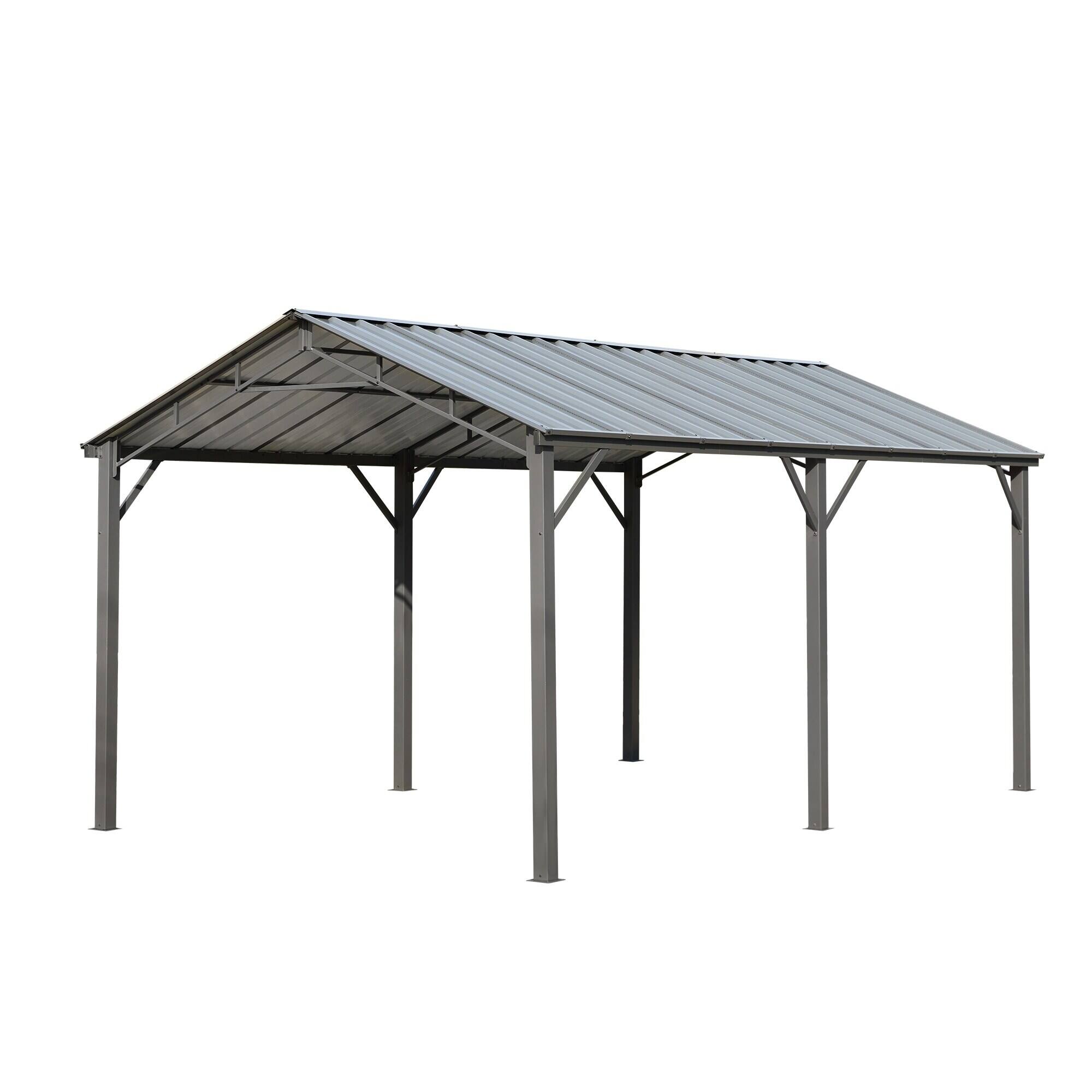 Alt View 3. U-HOMY - Outdoor Carport – Galvanized Steel Roof, Heavy-Duty All-Weather Shelter for Cars, Boats, Tractors & Equipment - 10'x 16'.