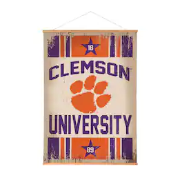Evergreen Enterprises - Clemson Tigers 36" x 54" Large Canvas Wall Art Tapestry with Wood Frame - Multicolor