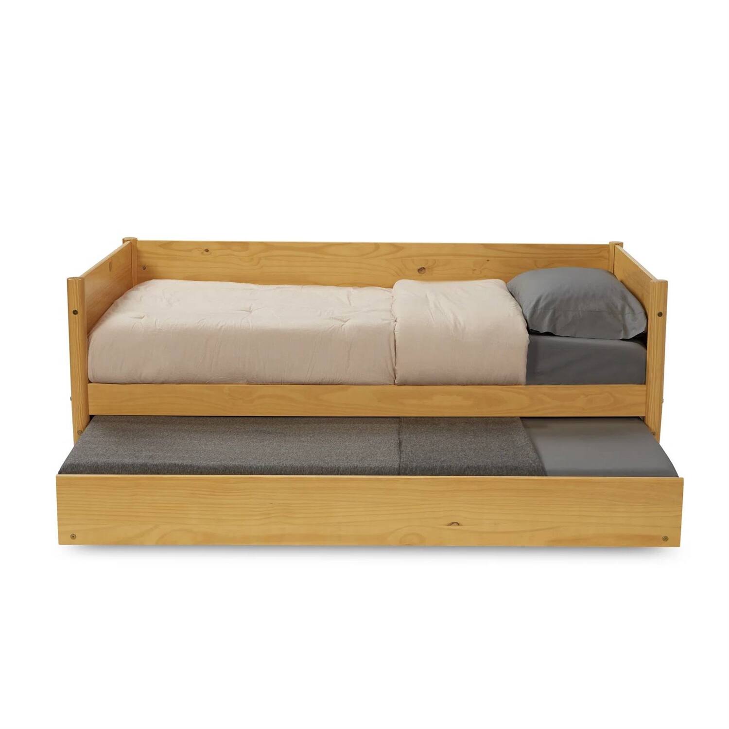 Alt View 1. Hivvago - Hivvago Twin Solid Wood Daybed with Roll Out Trundle Bed Frame - Light Yellow Brown.