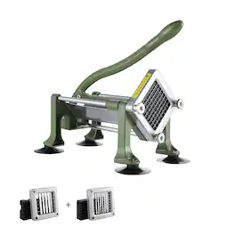 VEVOR - French Fry Cutter, Potato Slicer with 1/2-Inch and 3/8-Inch Stainless Steel Blades, Manual Potato Cutter Chopper - Green