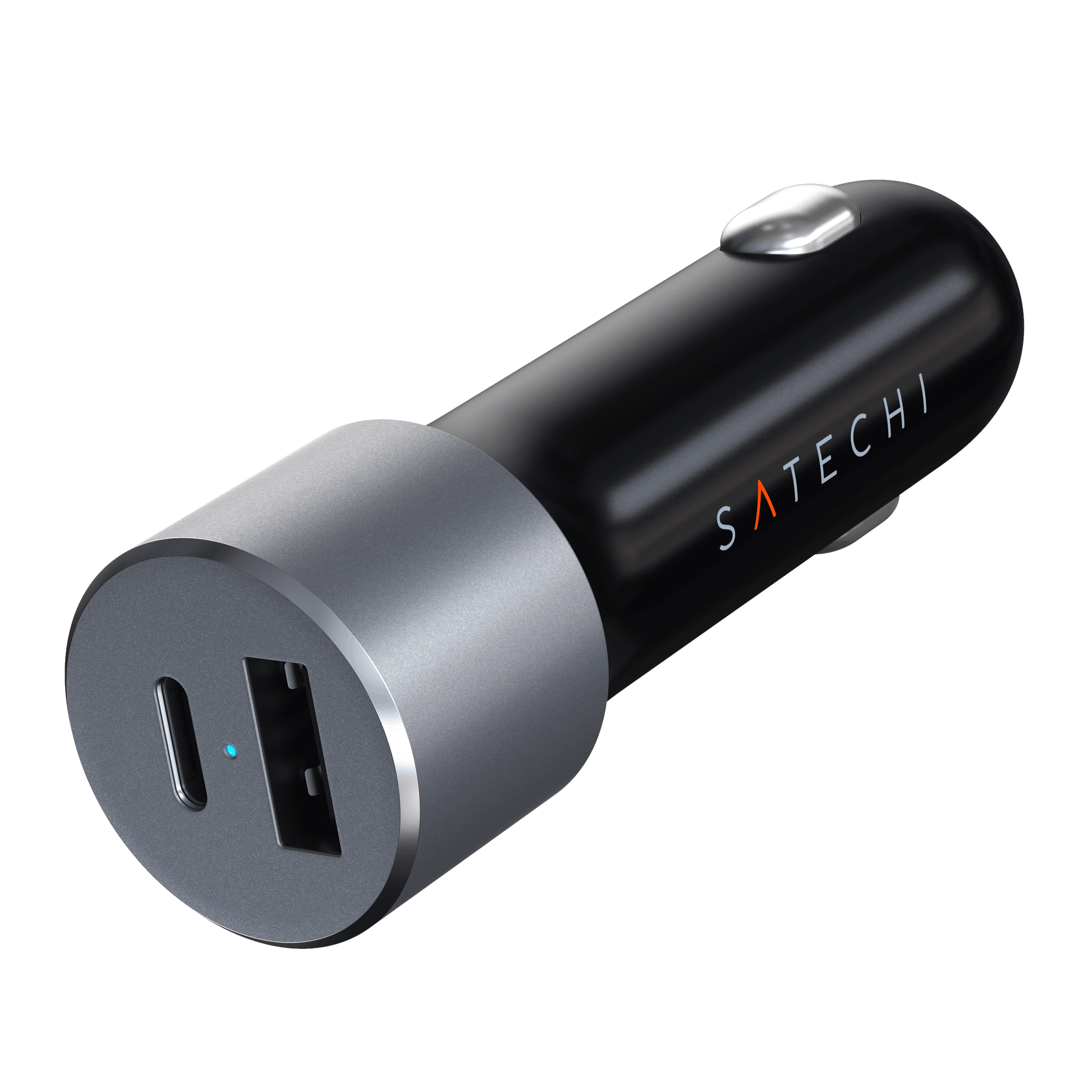 Angle. Satechi - 72W Type-C PD Car Charger Adapter - Space Gray.