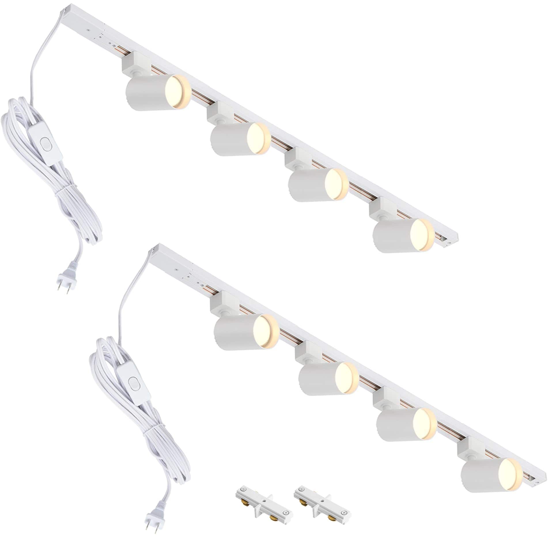 Dazzed Corner - Plug in Track Lighting, 8 Light LED Track Lighting Kit, No Bulbs - White