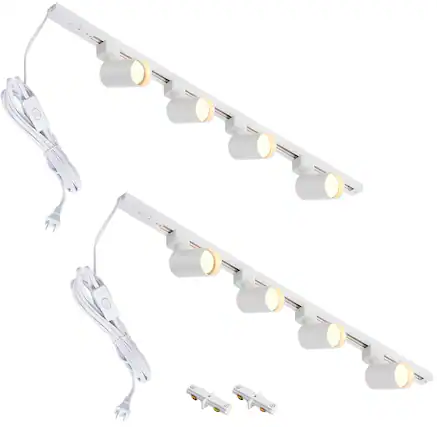 Front. Dazzed Corner - Plug in Track Lighting, 8 Light LED Track Lighting Kit, No Bulbs - White.