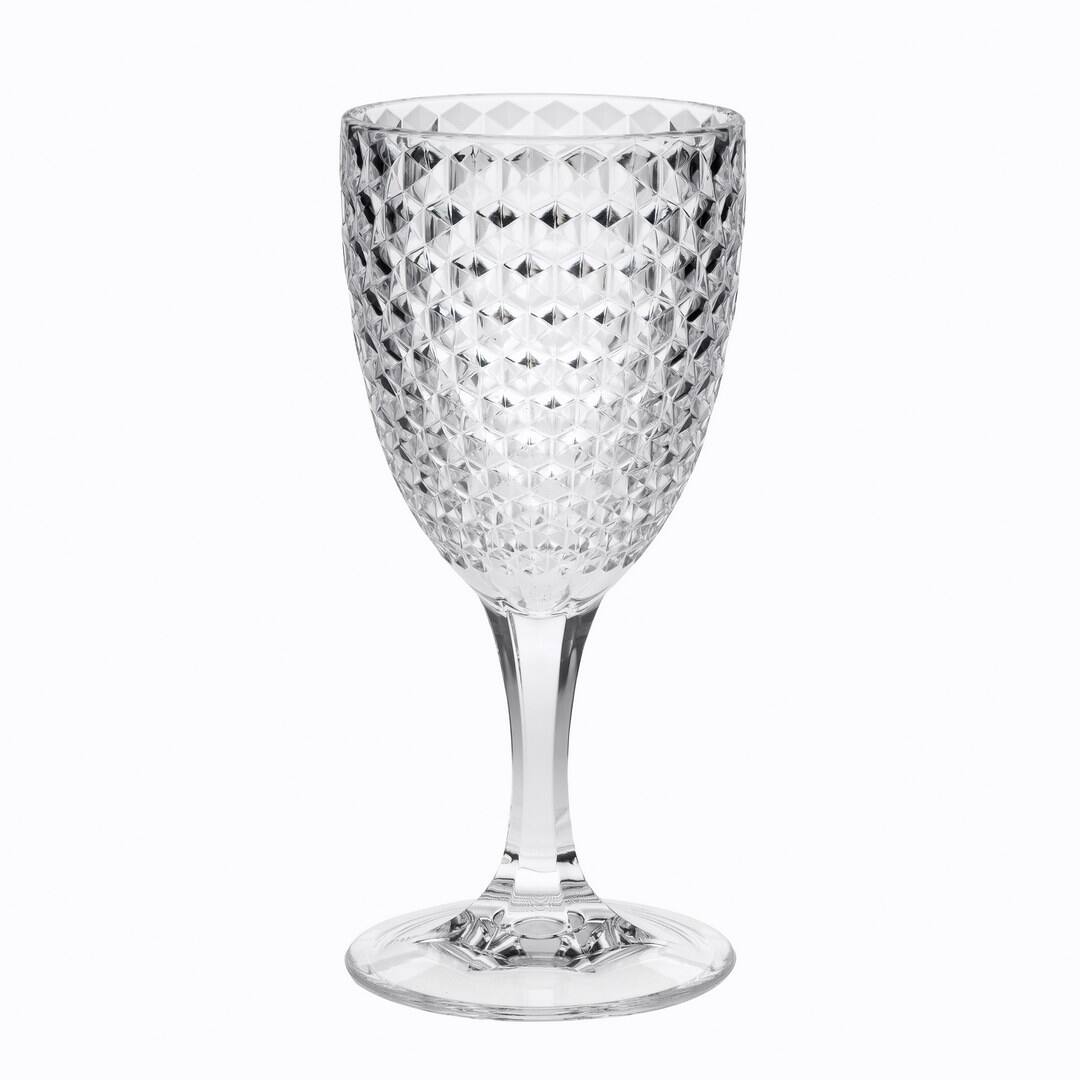 Front. APRILSOUL - Diamond Cut Plastic Wine Glasses Set of 4 BPA Free Acrylic Unbreakable Red White Wine Glasses - white.