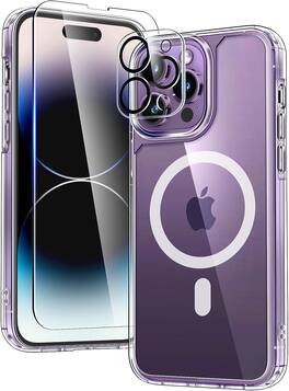 Entronix - Complete Protection Bundle for iPhone 14 Pro - Magnetic Case, Screen Protector & Camera Lens Protector - Clear